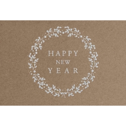 Holiday Greeting Cards - Happy New Year Wreath Recycled  