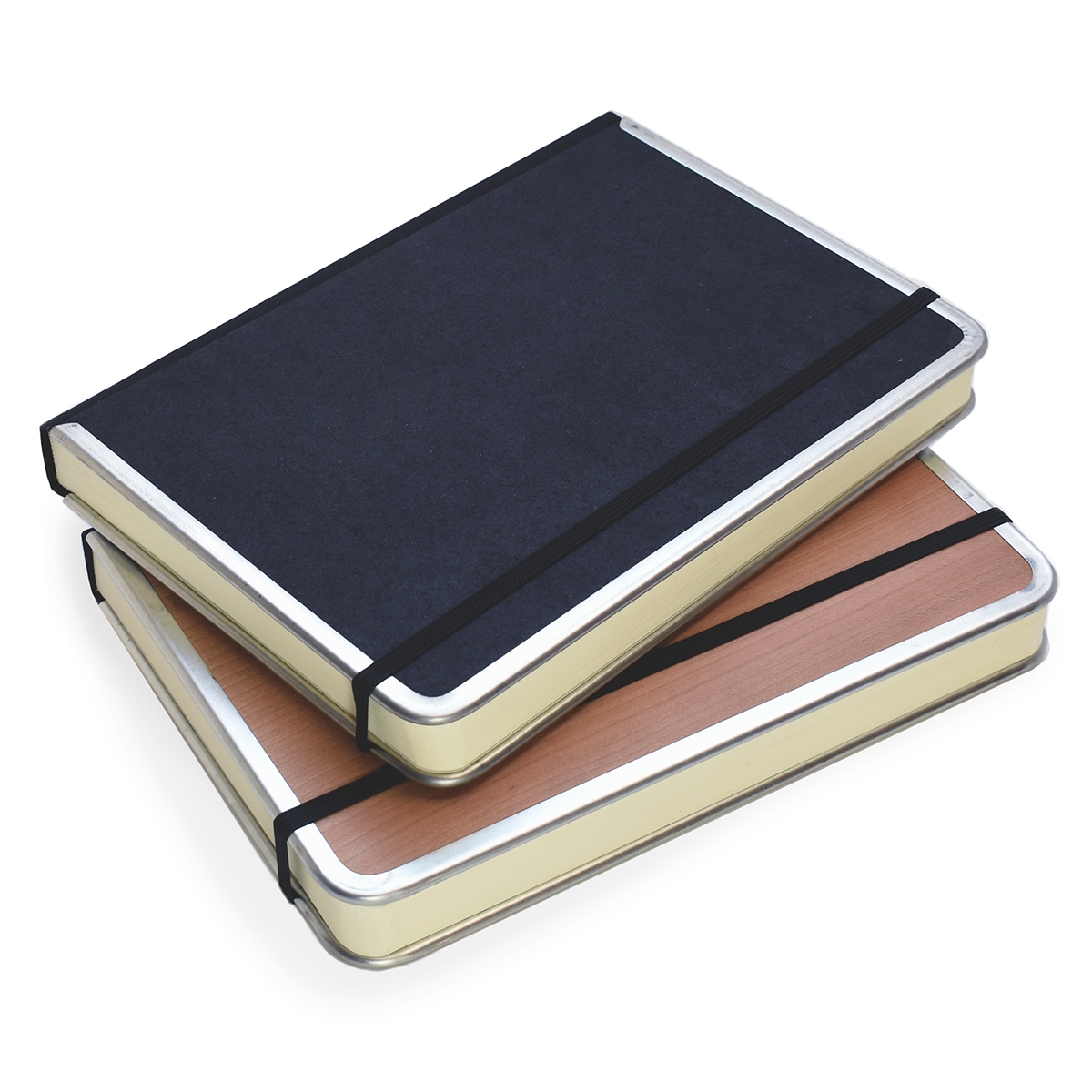 Bindewerk Basic Black Metal Edge Notebooks, Ledger - BWBLKMET