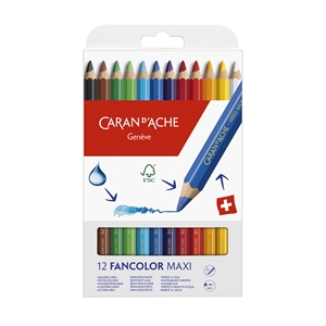 Caran Dache 12 FANCOLOR MAXI Color Pencils 