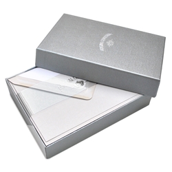 Classic Plain Edge Note Card Silver Box Original Crown Mill, Gold, Boxed, Stationery, deckled, classic. laid surface, flat cards