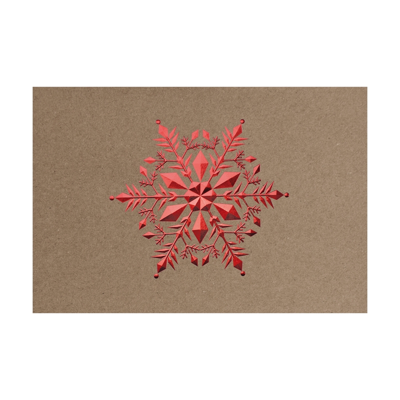 Holiday Greeting Cards - Red Embossed Snowflake Recycled - 3419